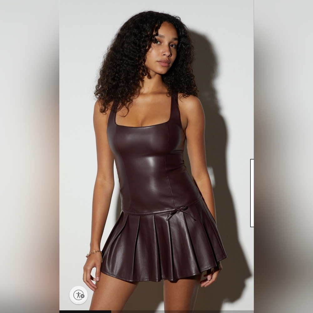 Brown Faux Leather Dress